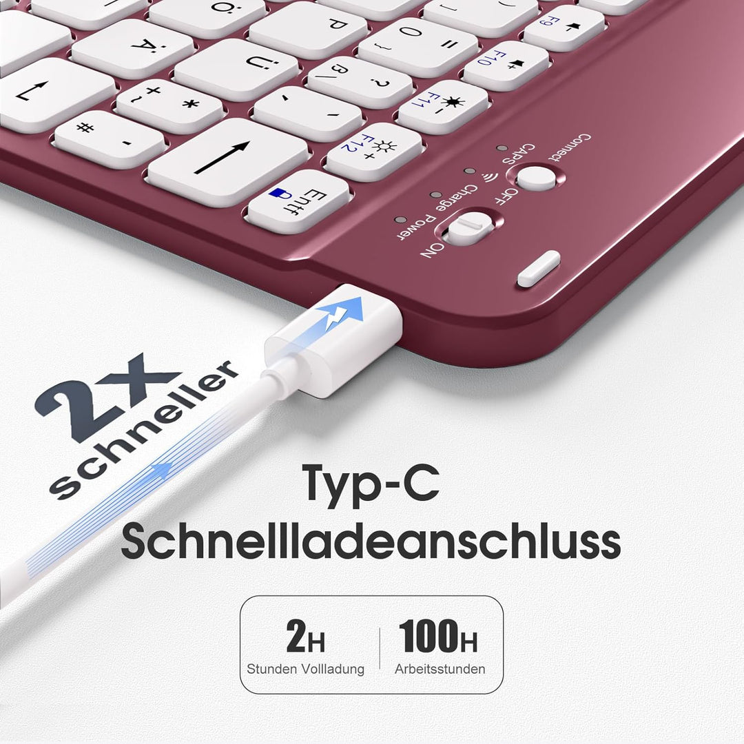 Vobafe Hülle mit Tastatur für iPad A16 11/10 Generation (2025/2022, 10,9/11 Zoll), Magnetisch Abnehm