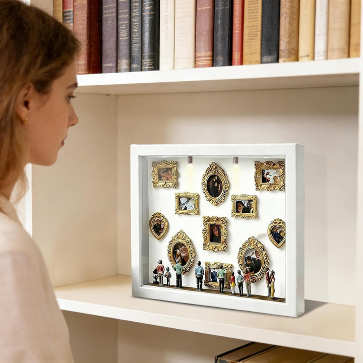 Mini-Museums-Silhouettenbox, Museumsbox-Bilderrahmen-Set mit Mini-Figuren und Lichtern, Bilderrahmen
