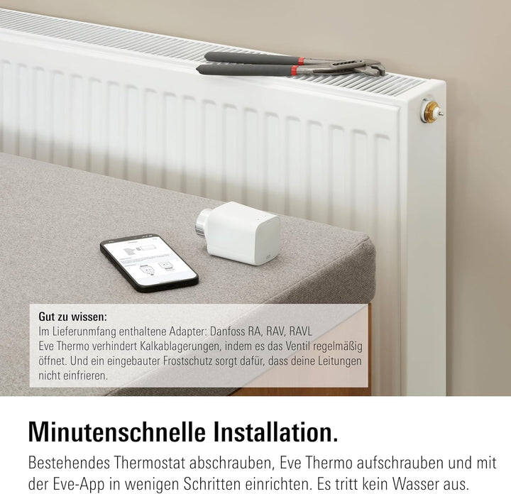 Eve Thermo (Matter, 5. Gen.): Smartes Heizkörperthermostat, Heizkosten sparen, funktioniert mit Alex