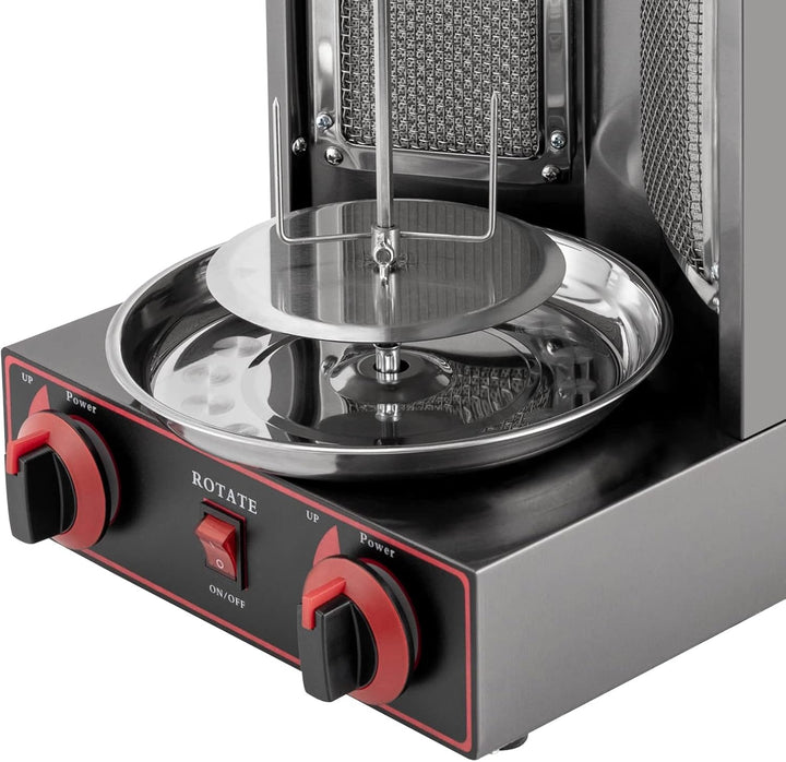 Dönergrill, Tischgrill Vertikale Broiler Gaskochmaschine, Shawarma Gyro Grill, 3000W 2 Brenner Gas E