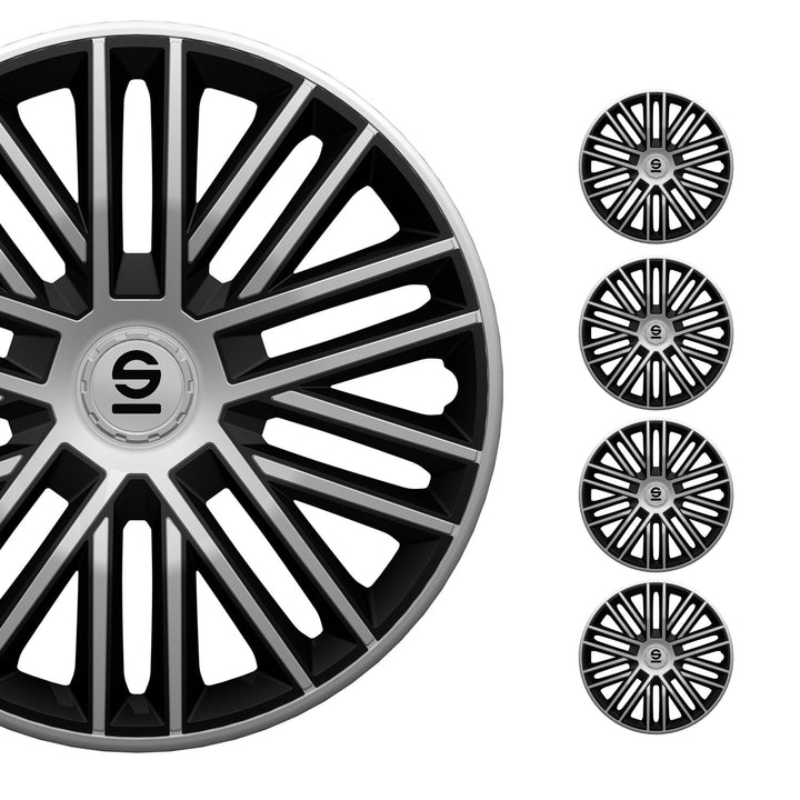 Sparco Radzierblenden Bergamo - 16-Zoll - Silber/Schwarz - Satz mit 4 Stück