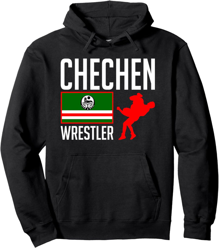 Chechen Wrestler, Proud Chechnya Flag, Chechnyan Wrestler Pullover Hoodie