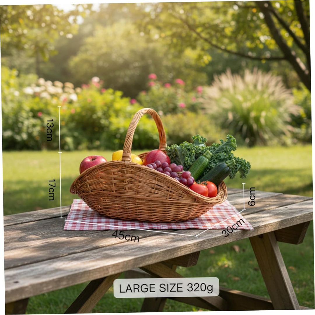 Erntekorb, handgewebter Gartenkorb mit Griff, grosse gewebte Picknickkörbe für Garten, Bauernhaus-De