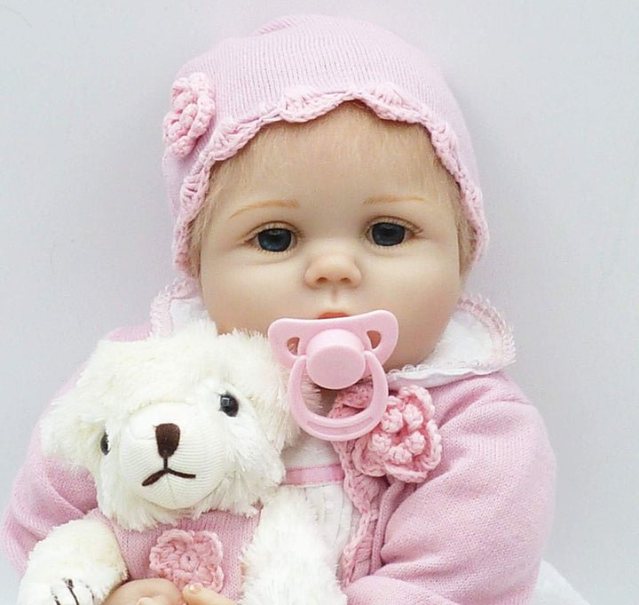 ZIYIUI Reborn Puppe 22 Zoll 55 cm Lebensecht Baby Reborn Mädchen Handgemacht Weiche Vinyl Silikon Re