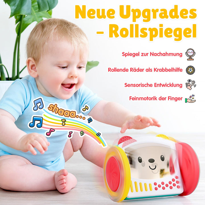 PLAY Babyspielzeug Rollender Spiegel für Baby Spielzeug ab 0 Monate, Krabbel Spielzeug und baby bauc