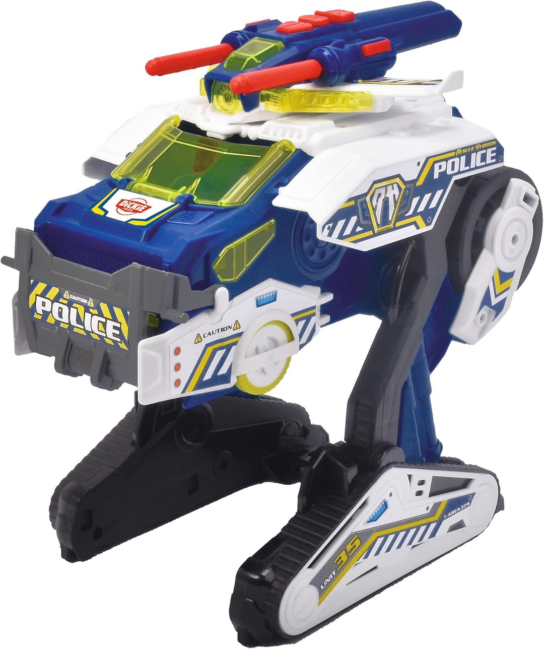 Dickie Toys - Polizei-Fahrzeug Police Bot (35 cm) futuristisches Polizeiauto (gross) mit Transform-F