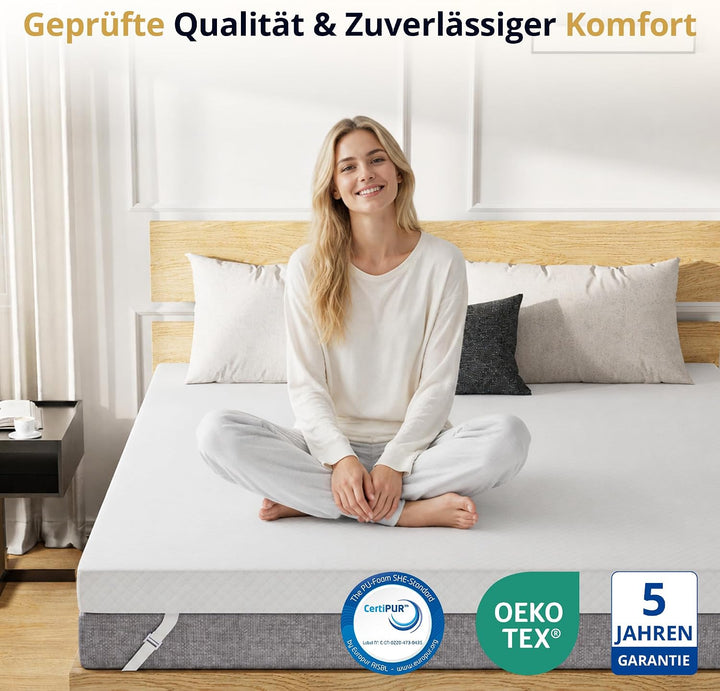 EGOHOME Matratzen Topper 90x200cm H2 H3, Matratzentopper 90x200 mit Viscoschaum &amp; Komfortschaum, Mat