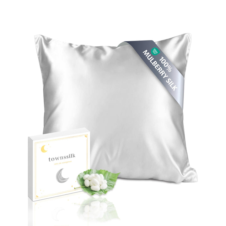 Townssilk 19 Momme 100% Seide Kissenbezug 1 Stück 80x80cm Silber 80x80cm Silver, 80x80cm Silver