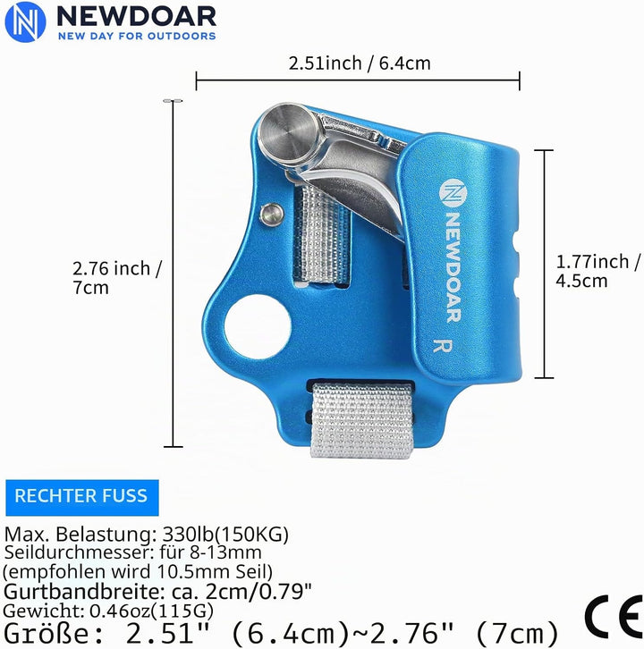 NewDoar Foot Ascender Riser Klettern Baum Baumpfleger Bergsteigen Abseilen Quick Step Ausrüstung Kle