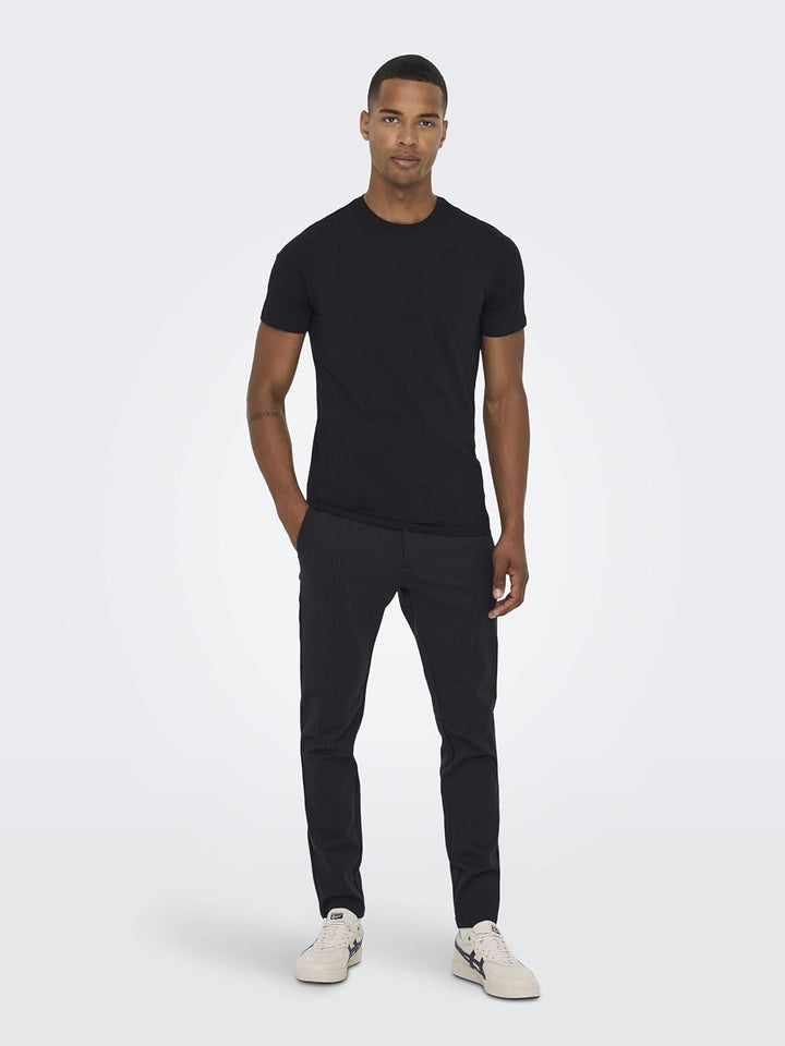 ONLY & SONS Male Chino Hose ONSMARK Pant Stripe GW 3727 NOOS 28W / 32L Schwarz (Black), 28W / 32L Sc