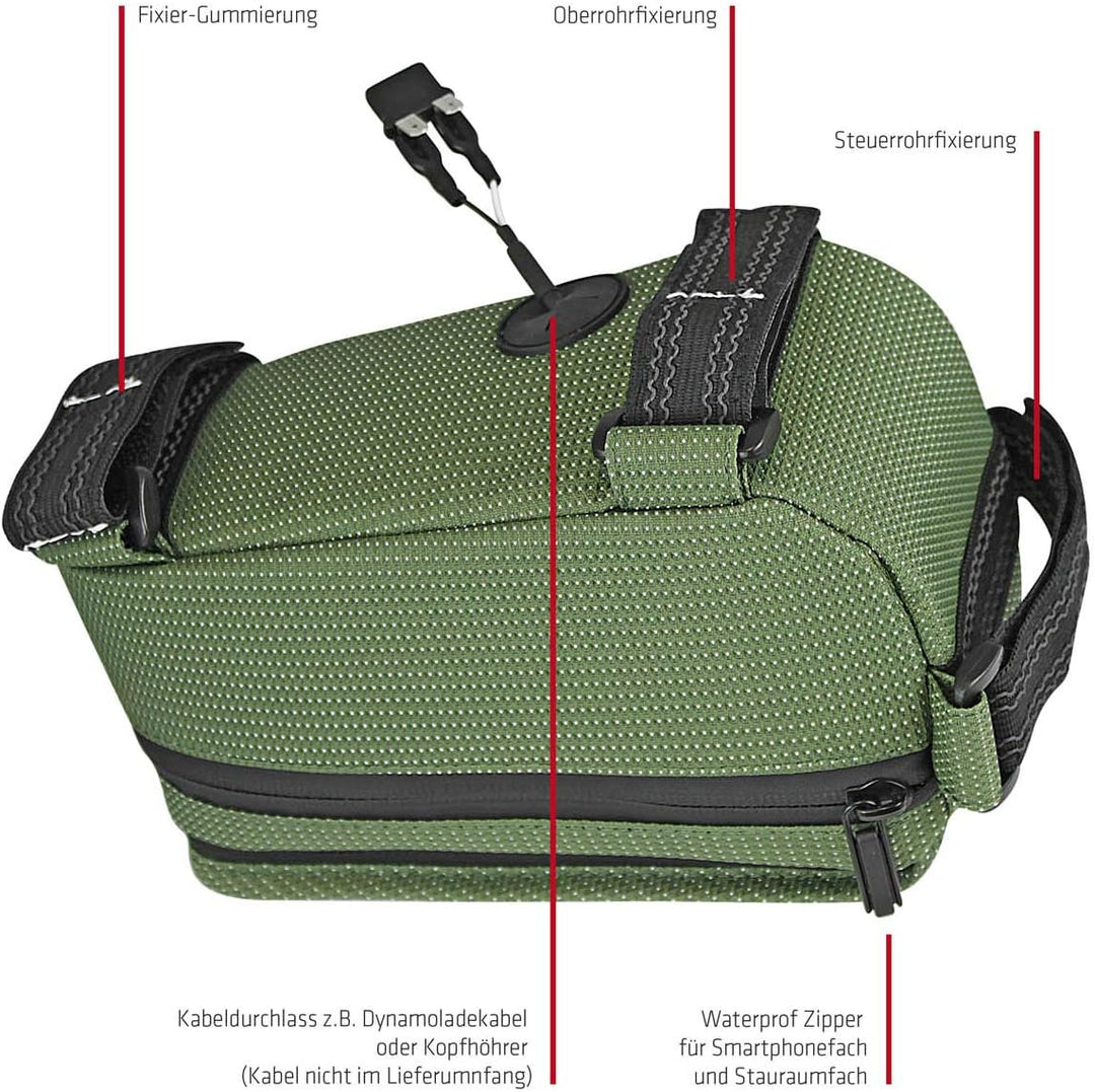 NC-17 Connect Universal Oberrohrtasche DOT / Fahrrad-, Smartphonetasche mit Klettverschluss, Staufac