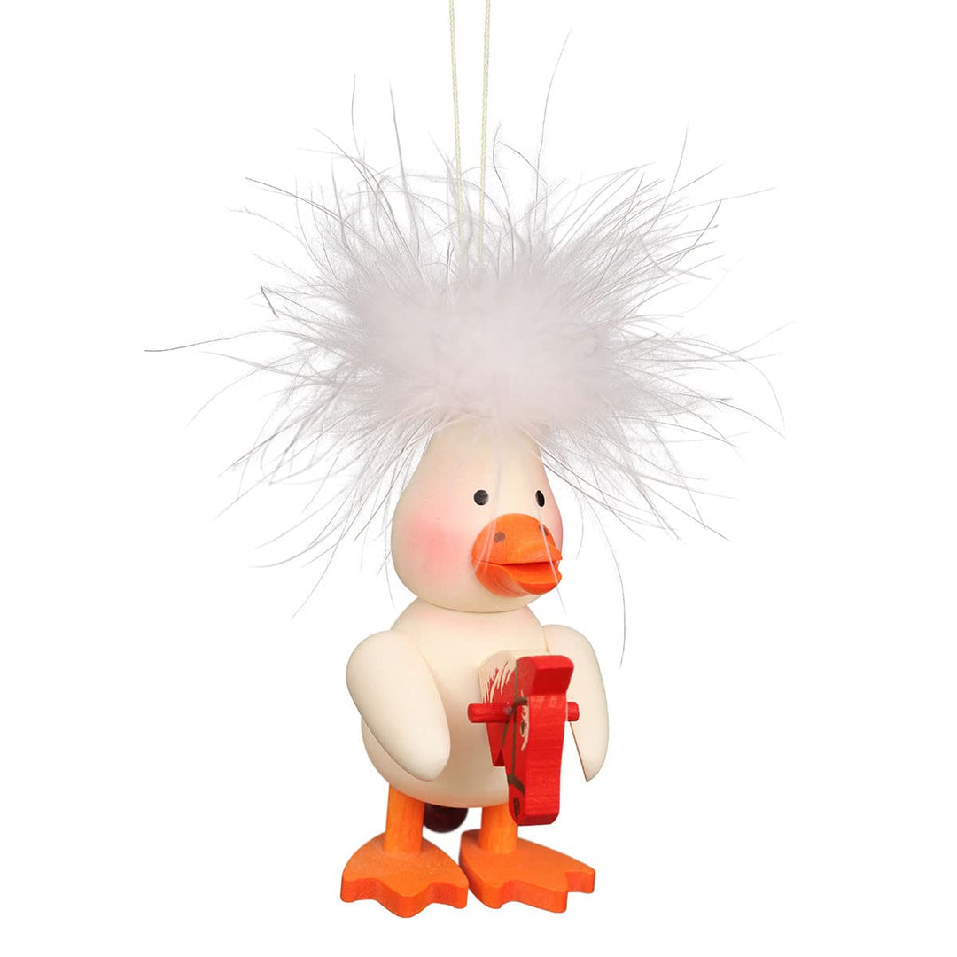 Christian Ulbricht Osterschmuck Federentlein mit Steckenpferd - 10 cm