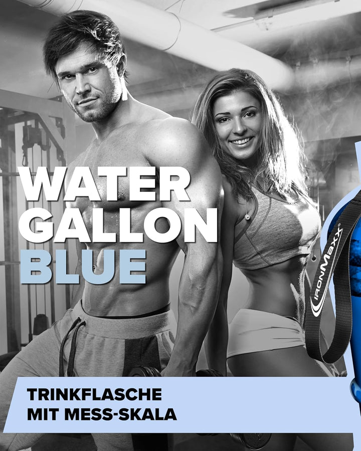 IronMaxx Water Gallon - Blau 2200ml | BPA & DEHP frei | auslaufsichere Trinkflasche mit Messskala |