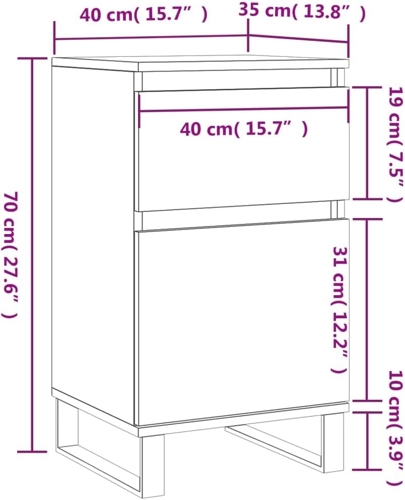 vidaXL Sideboard Sonoma-Eiche 40x35x70 cm Holzwerkstoff