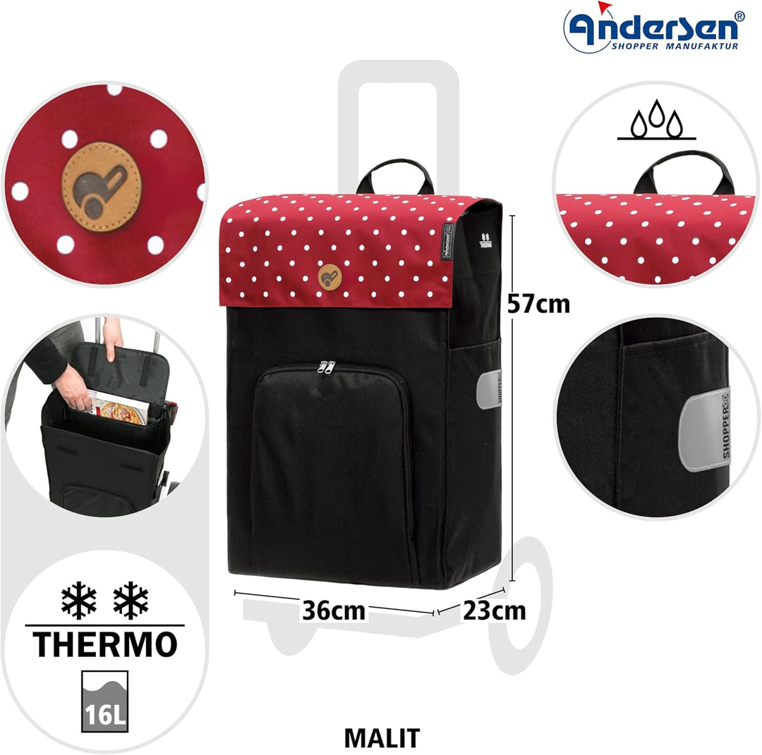 Andersen Einkaufstrolley - klappbar - 49 Liter - Treppensteiger - mit Kühlfach - belastbar 40 kg - S