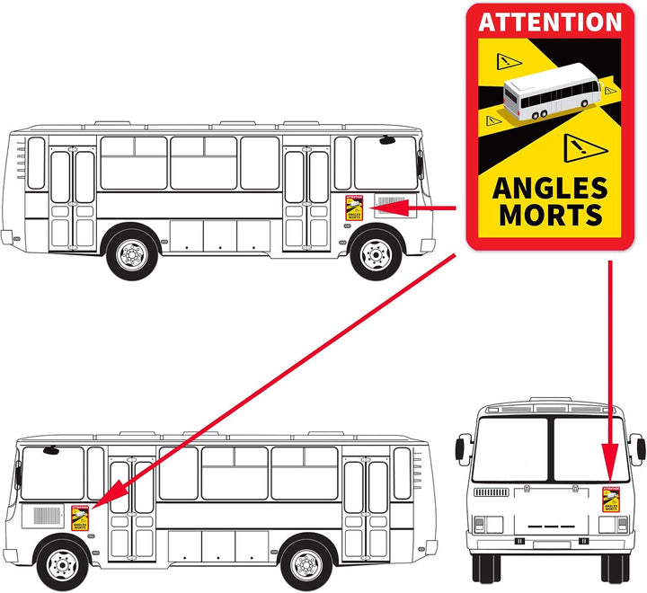 12 Stück Attention Angles Morts Magnetschilder 25 x 17 cm Magnet für Bus und Wohnwagen Warntafel Hin