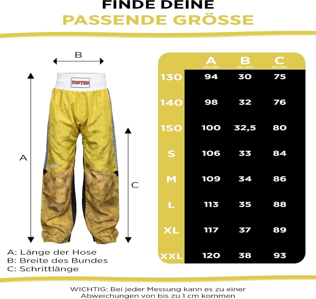 TopTen Kickboxhose „Prism“ Gelb XXL, Gelb XXL