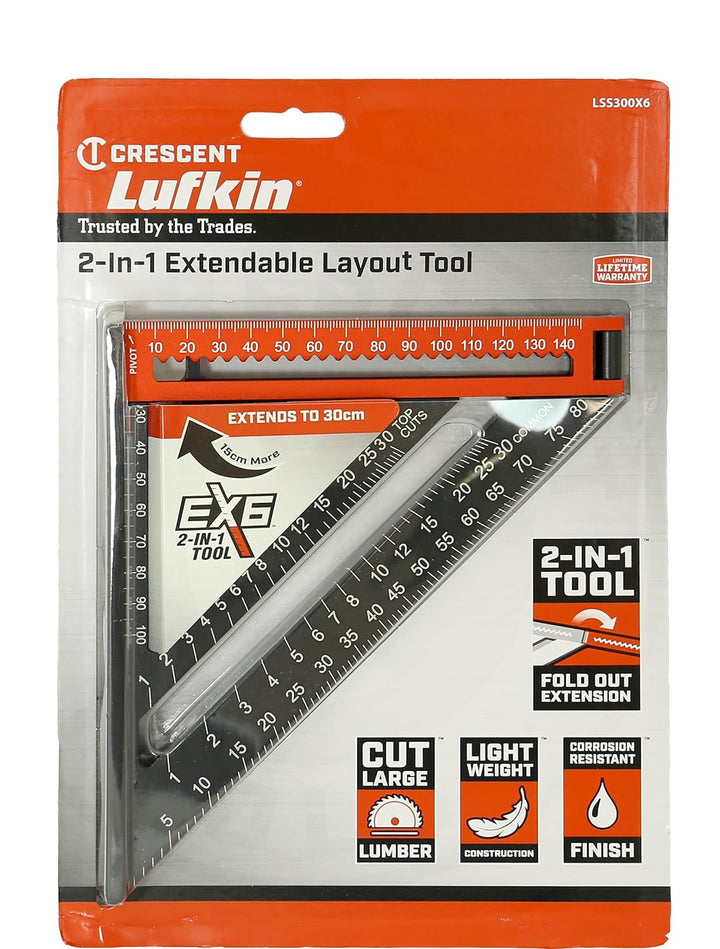 Lufkin LSS300X6EU 2-in-1 Ausziehbares Layout-Werkzeug & Geschwindigkeitswinkel