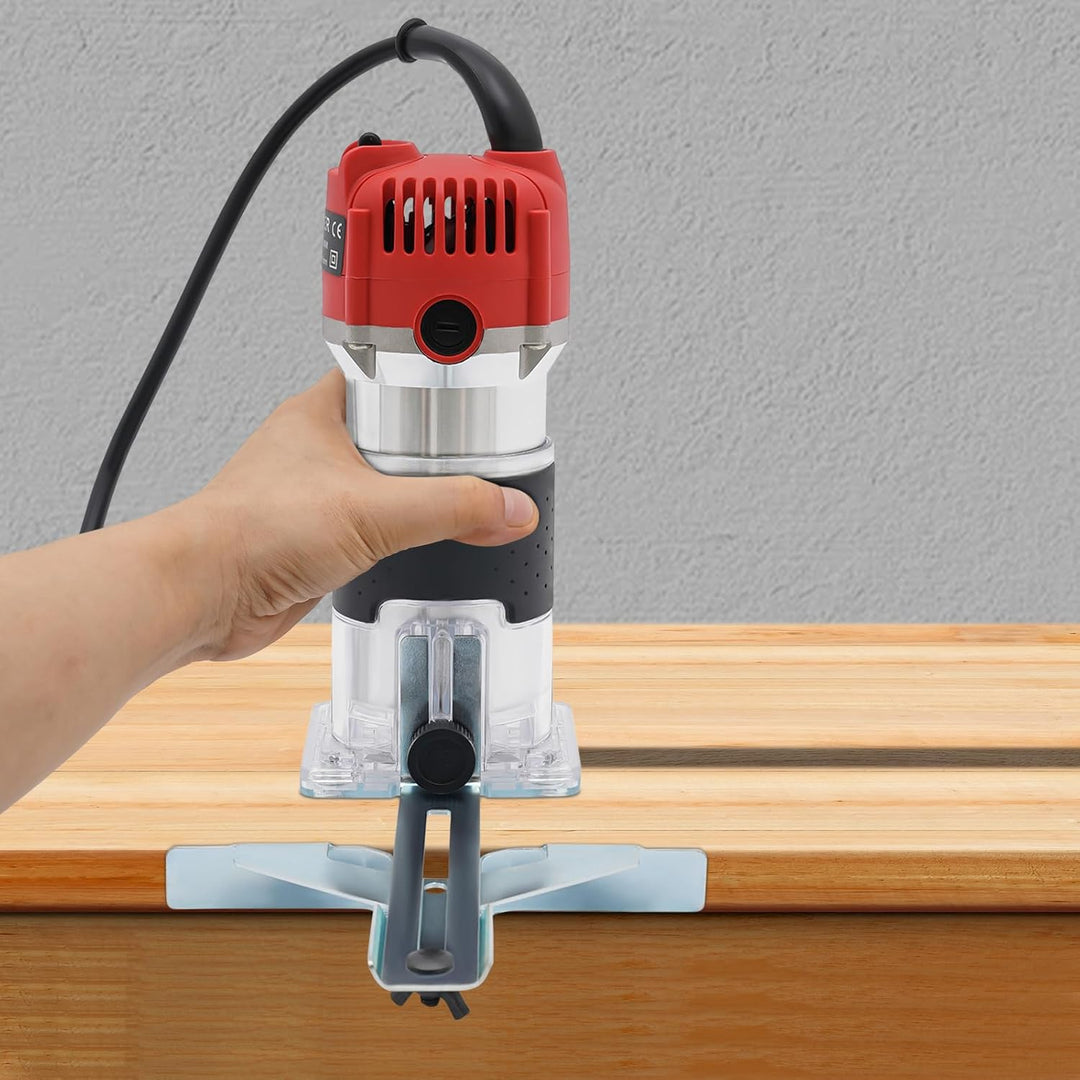 800W Einhandfräse Holzschneidemaschine, 1/4'' Elektrische Oberfräse Kantenfräse aus Aluminium Einste