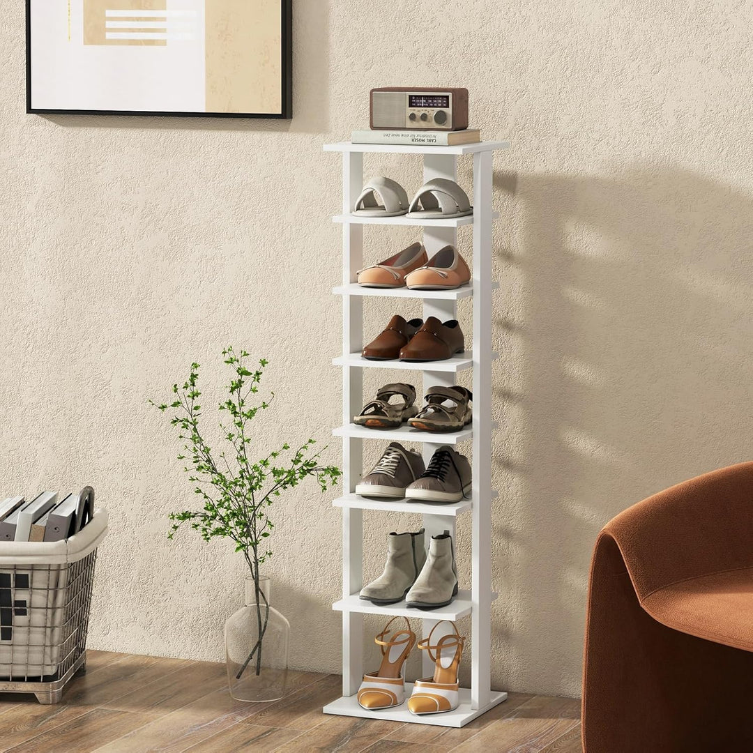GIANTEX Schuhregal mit 8 Ebenen Schschrank Holz Schuhständer vertikal platzsparend Schuh-Organizer L