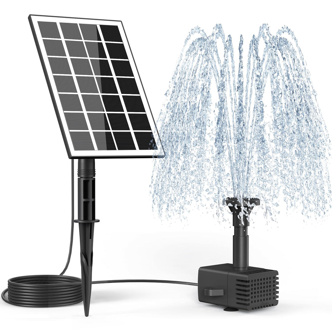 SZMP Solar Springbrunnen, 2024 Upgrade Glas Solar Teichpumpe mit 3M Kabel &amp; 8 Düsen Solar Wasserpump