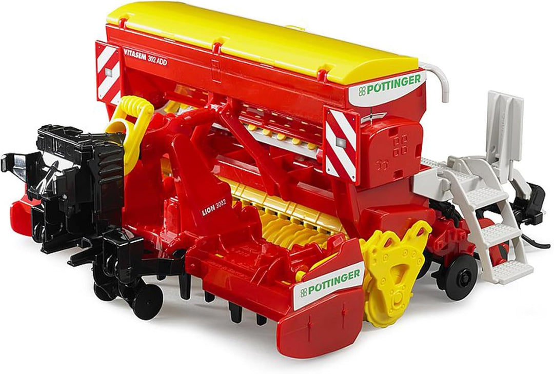 bruder 02347 - Pöttinger Vitasem 302ADD Kreiselegge-Sämaschine - 1:16 Traktor-Anhänger Spielzeug Bau