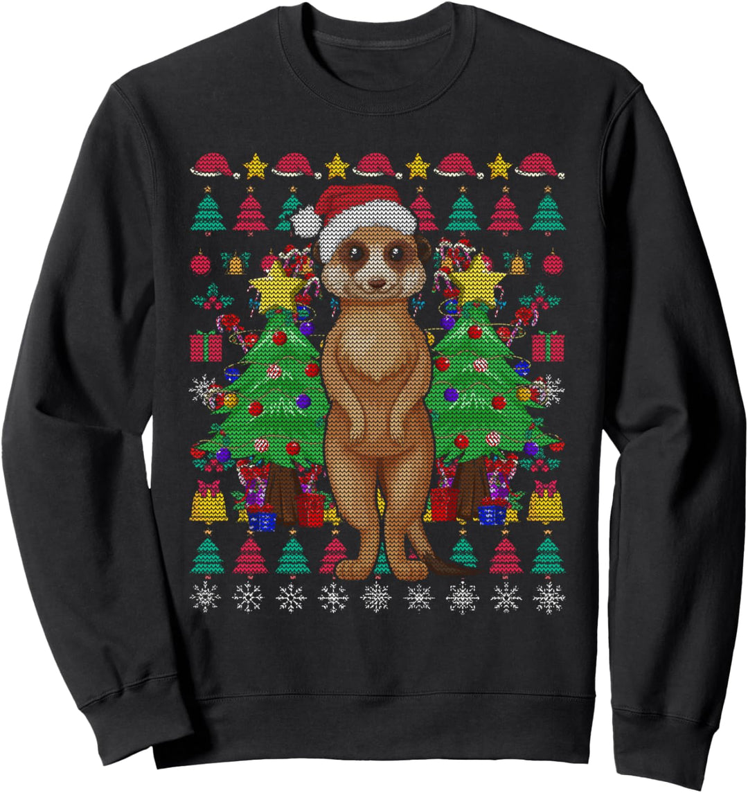 Afrika Tier Weihnachts Geschenk Erdmännchen Ugly Christmas Sweatshirt