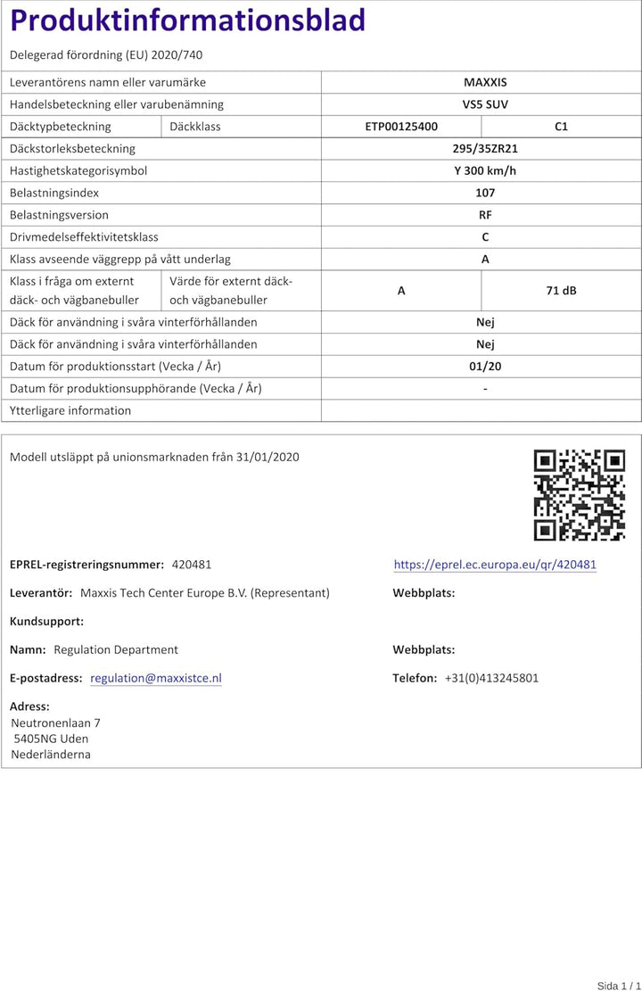 Maxxis Sommerreifen 295/35 ZR 21, 107Y XL, Victra Sport 5 SUV, VS5 SUV