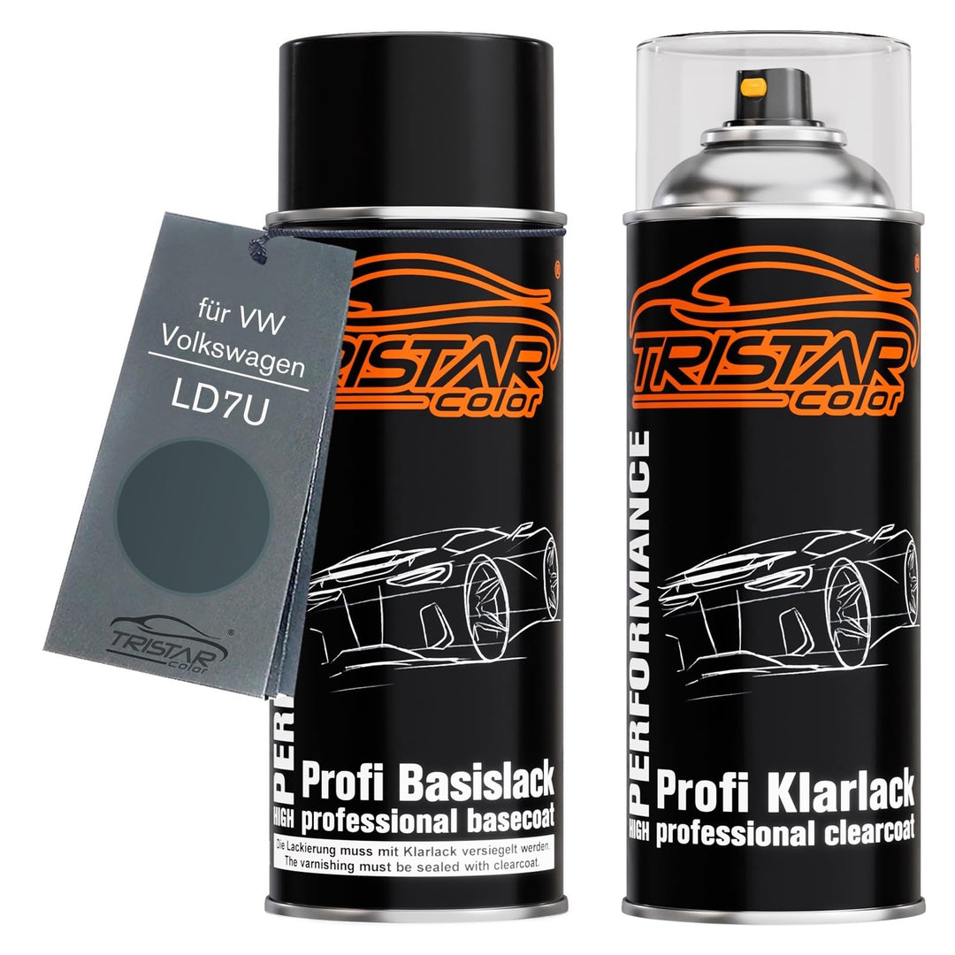 TRISTARcolor Autolack Spraydosen Set für VW/Volkswagen LD7U Offroad Grey Metallic Basislack Klarlack