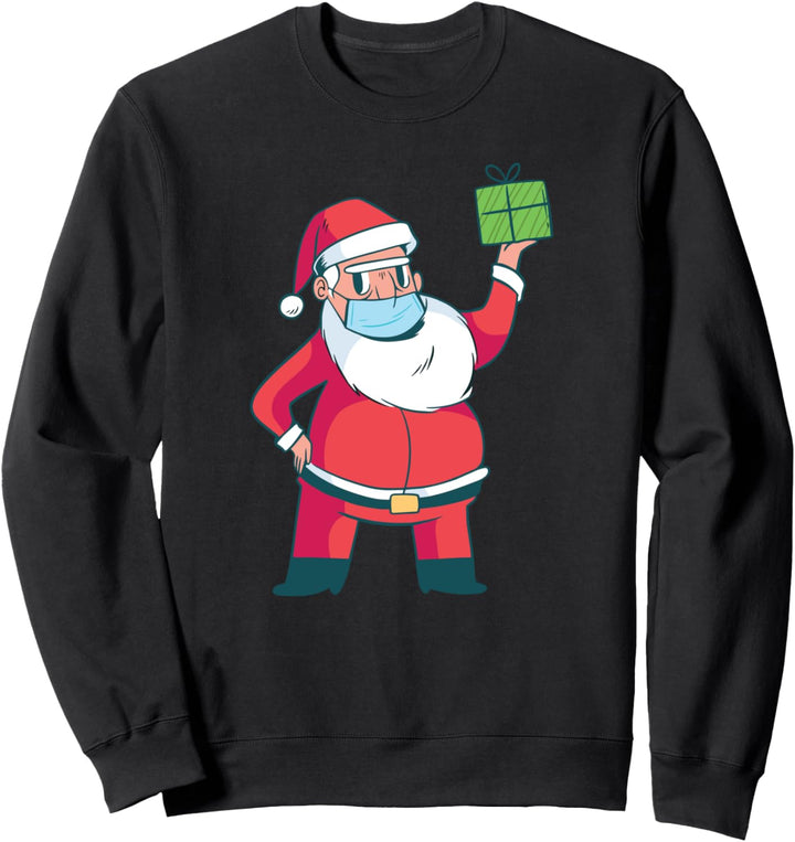 Weihnachtsmann mit Maske - Mundschutz Weinachnten Lustiges Sweatshirt