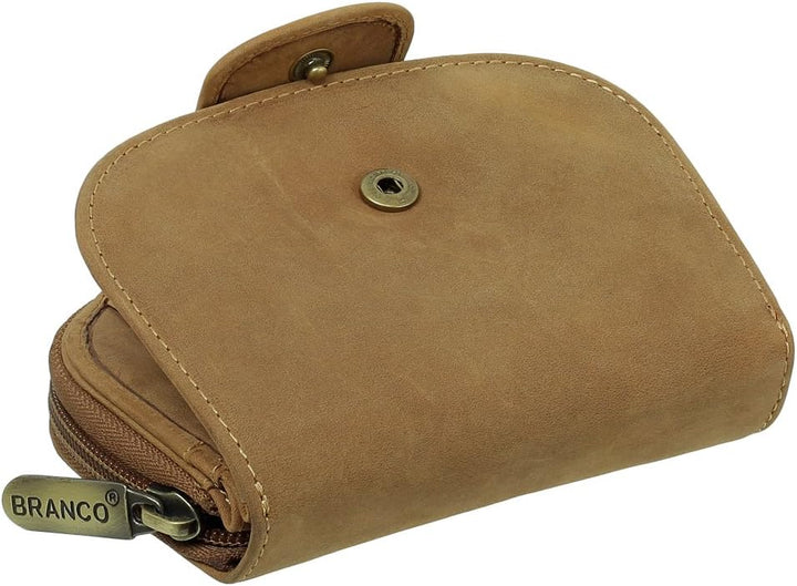 Luxus Leder Damen Geldbörse Portemonnaie Geldbeutel mit Reissverschluss 13,5 cm Farbe Rust, Rust