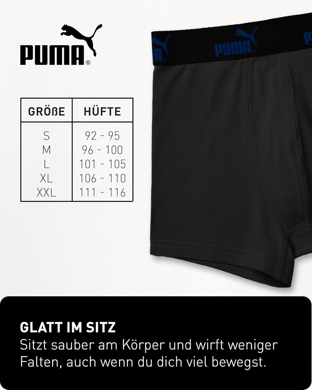 PUMA Boxershort 6er Pack Herren Basic Black Limited Edition Black-blue-yellow-new S, Black-blue-yell