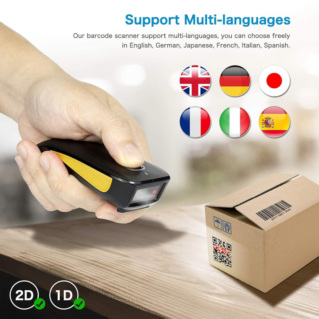NETUM C750 Wireless Barcode Scanner Bluetooth Compatible Small Pocket USB 1D 2D QR Code Scanner for
