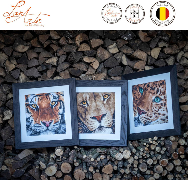 Lanarte Zählmusterpackung Leopard Aida Kreuzstichpackung, Baumwolle, Mehrfarbig, 35 x 34 x 0.3 cm, L