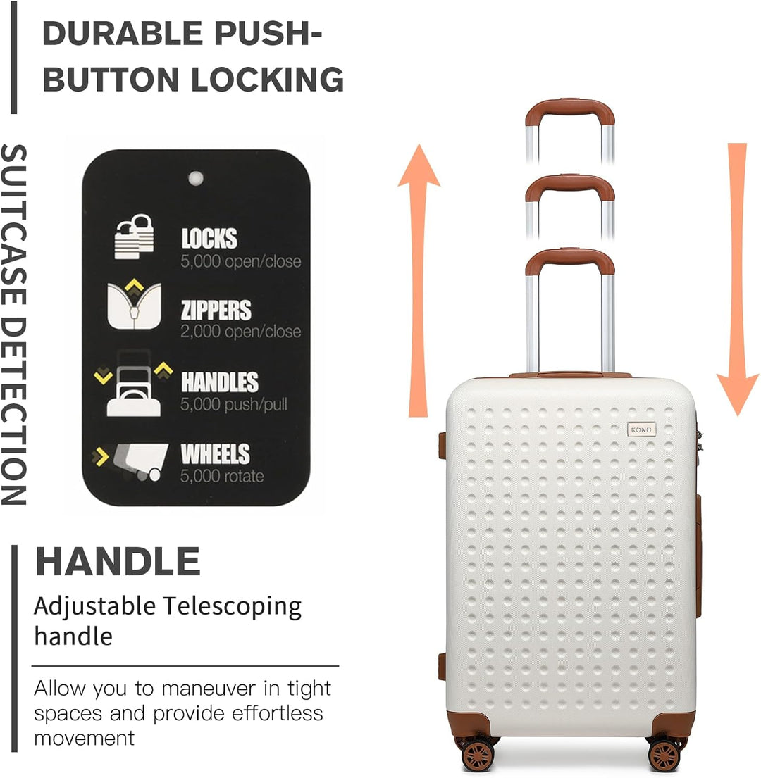 KONO Koffer Trolley Gross Hartschalenkoffer Reisekoffer von ABS Hartschalen Handgepäck mit 4 Spinner