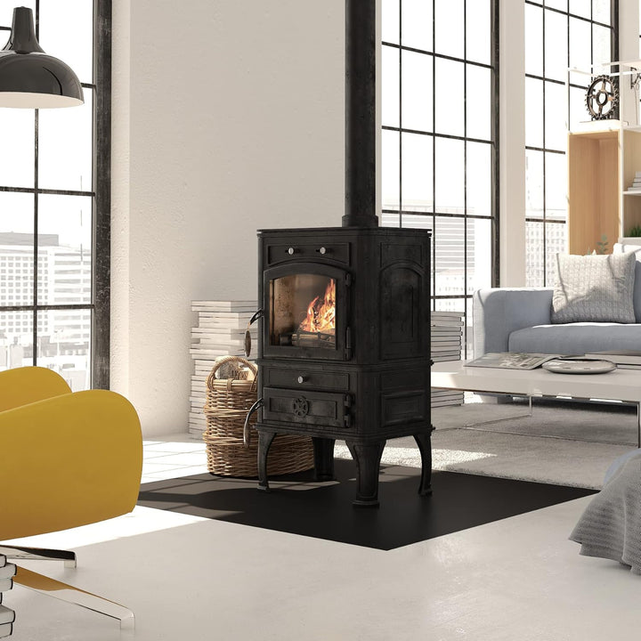 Euro Tische Glasplatte für Kaminofen und Tischplatte in 60x60cm Facettenschliff, Schutzplatte mit 6m