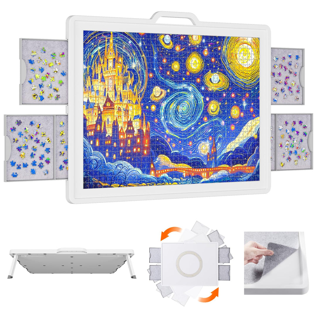Lifewit 1500 PCS Drehbares Puzzlebrett mit 4 Schubladen/Abdeckung,88,9 x 68.5cm Tragbarer Puzzlebret