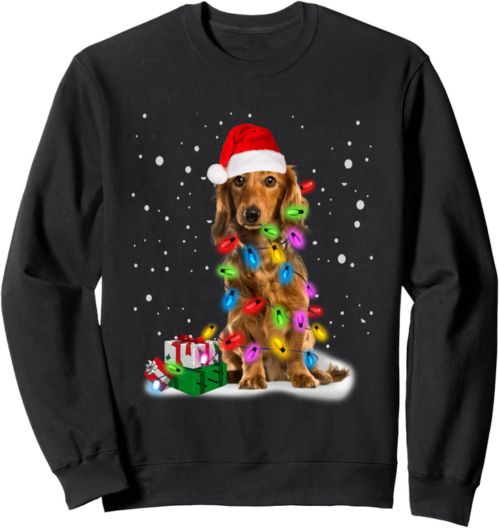 Langhaar Dachshund Weihnachten Xmas Santa Dackel Sweatshirt
