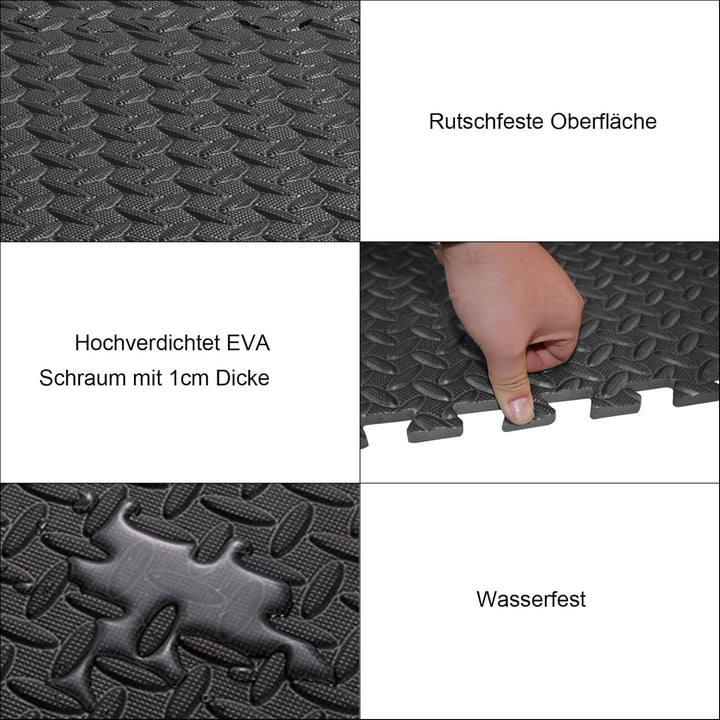 LEADZM 18-72 Bodenschutzmatte Set, Schutzmatten, 60 x 60 x 1 cm, EVA Turnmatten, Gymnastikmatten, Pu