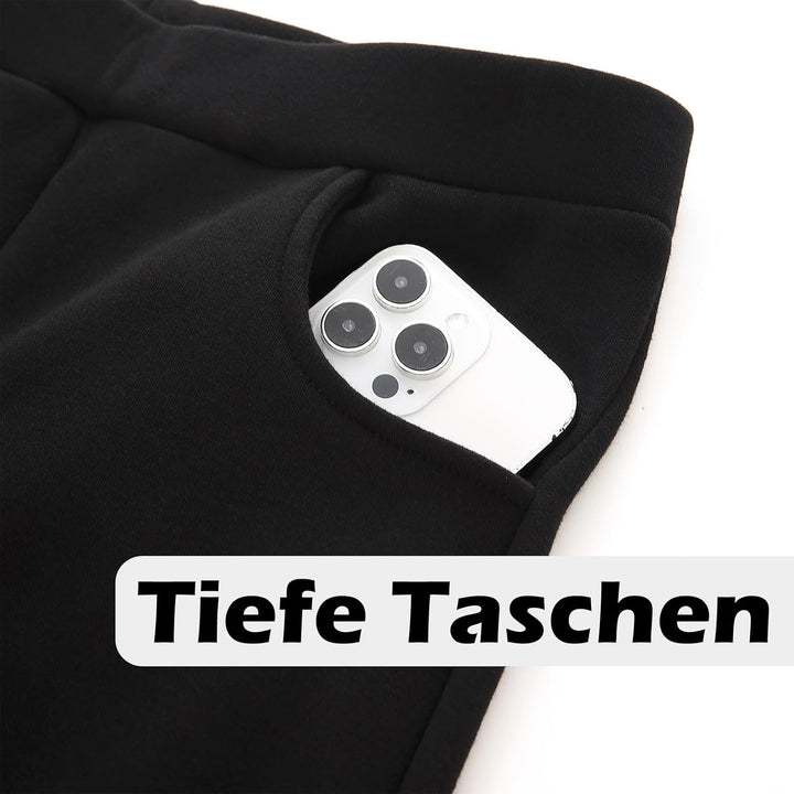 Baumwolle Thermo Leggings mit Taschen, Gefütterte High Waist Damen Winter Leggings mit Fleece, Dicke