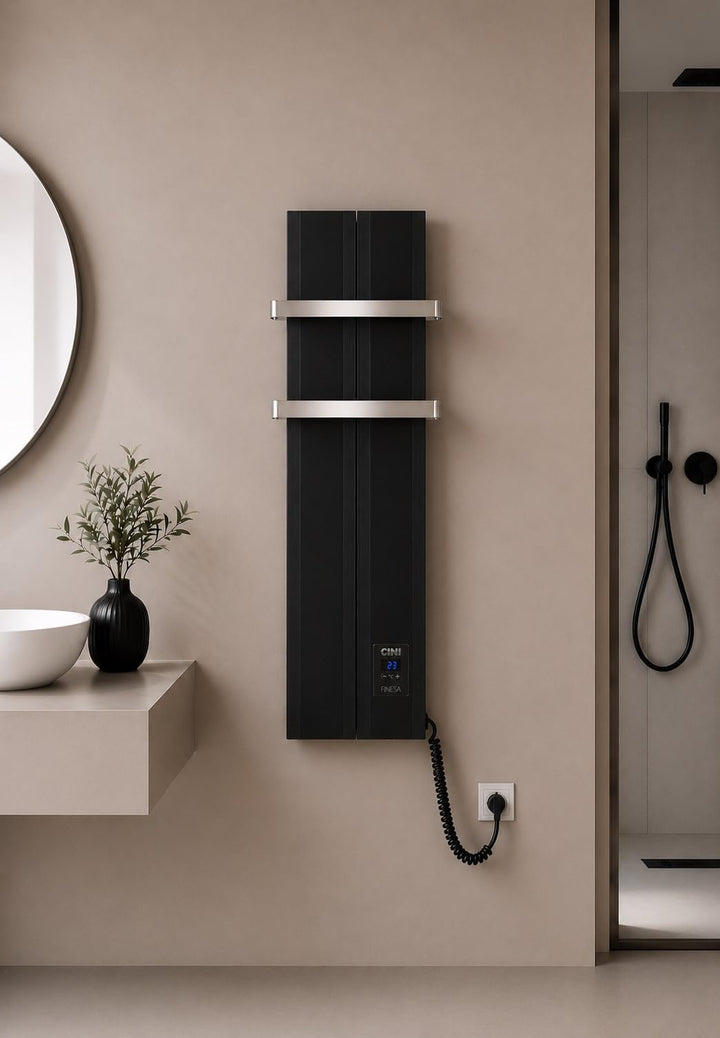Finesa-D Badheizkörper elektrisch mit Thermostat 1000×408 mm | 700 W – Flacher Paneel Design Handtuc