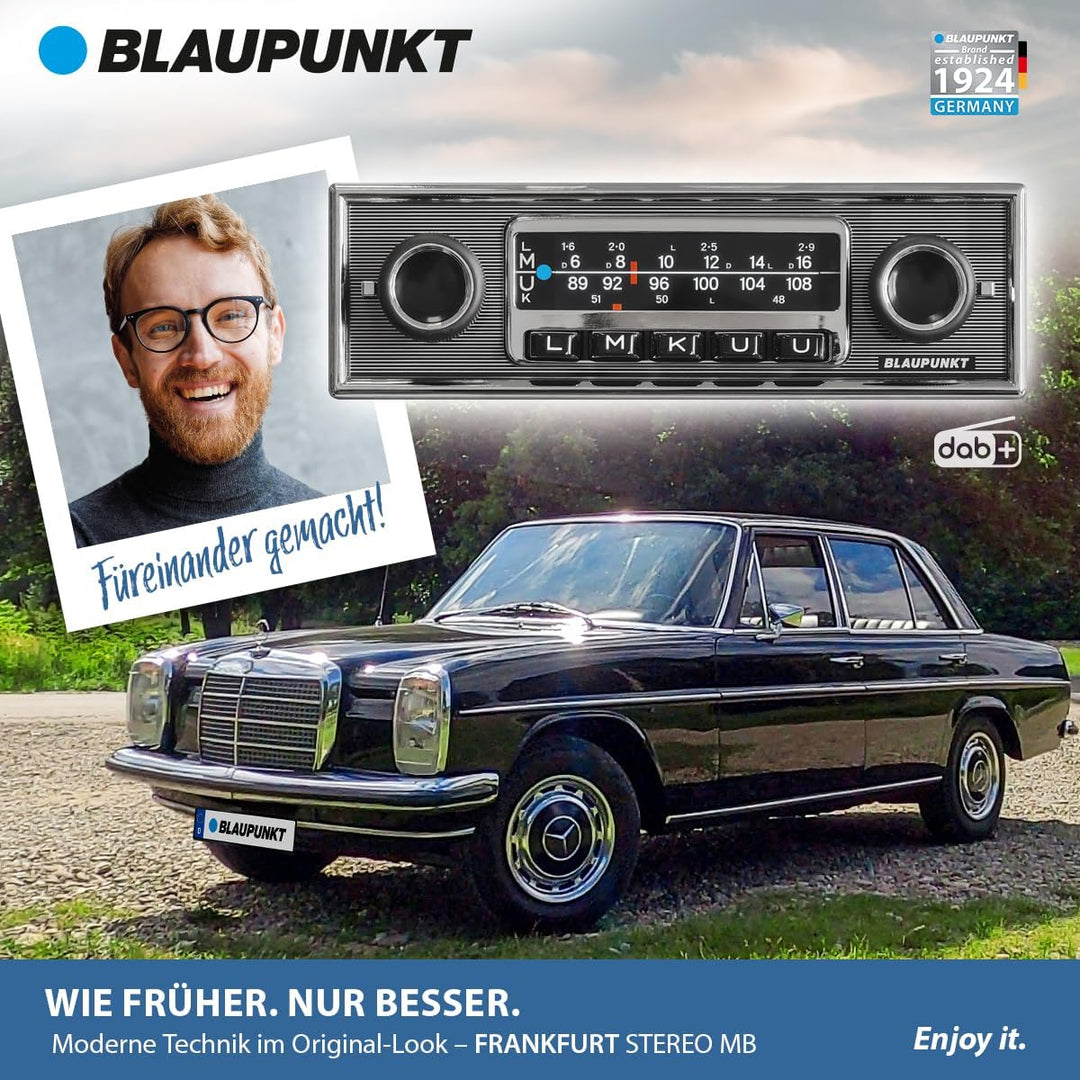 Blaupunkt Frankfurt Stereo MB, 1-DIN Autoradio, Oldtimer-Design, DAB+, Bluetooth, USB, Aux-Eingang,