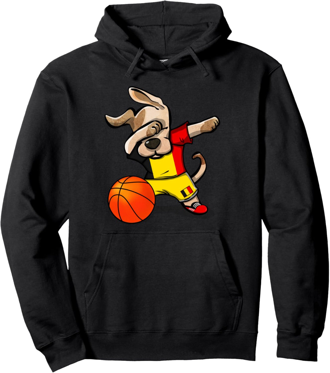 Dabbing Dog Hund Belgien Basketball - Belgische Flagge Pullover Hoodie