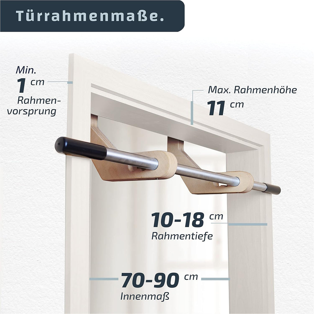 Klimmzugstange Holz I Made in Germany I stabile Reckstange Türrahmen ohne Schrauben I Pull Up Bar un