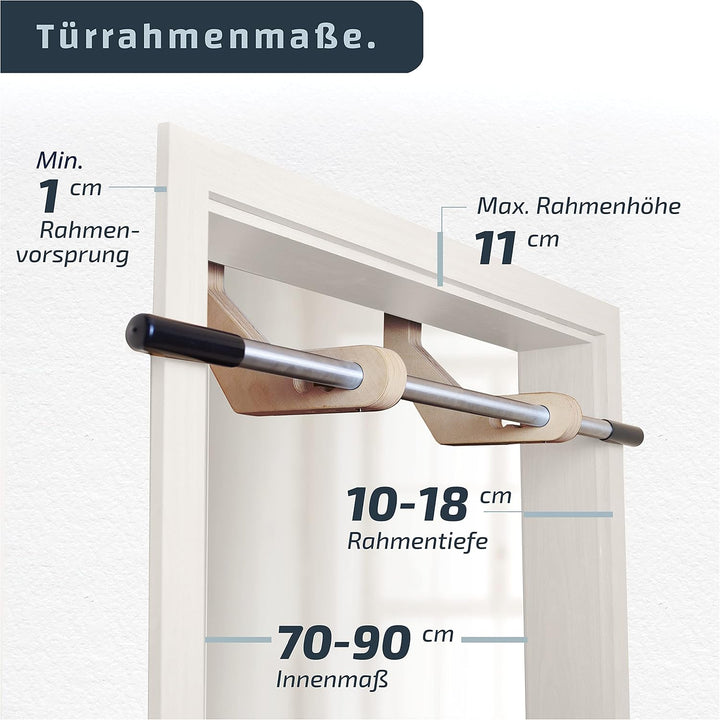 Klimmzugstange Holz I Made in Germany I stabile Reckstange Türrahmen ohne Schrauben I Pull Up Bar un