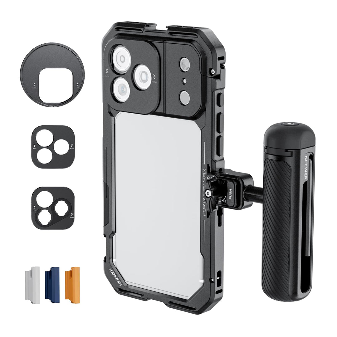 NEEWER 17 Pro Max Käfig Cage Video Rig Handy Stabilisator Set kompatibel mit iPhone 17 Pro Max mit 6
