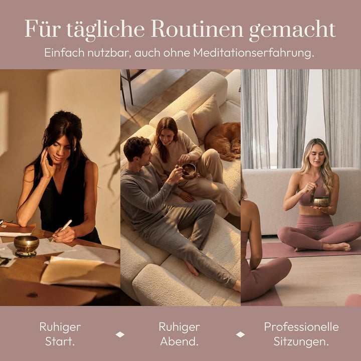Silent Mind Klangschale Ø10cm Bronze – Handgefertigtes Komplett-Set mit Kissen und Klöppel, für Anfä