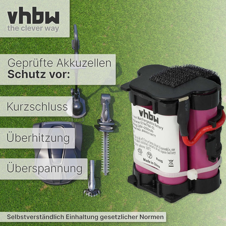 vhbw Akku kompatibel mit Husqvarna Automower 105, 308x, 305, 308 Rasenroboter - Zubehör, Ersatzakku