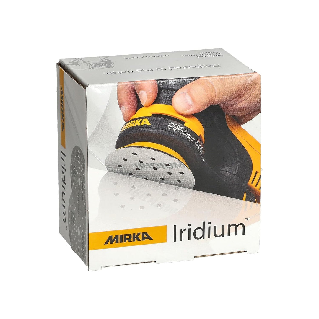 Mirka Iridium Premium-Schleifpapier Ø 90mm Klett 7-Loch, Korn 120, 50 Stk/Zum Schleifen von Lack, Sp