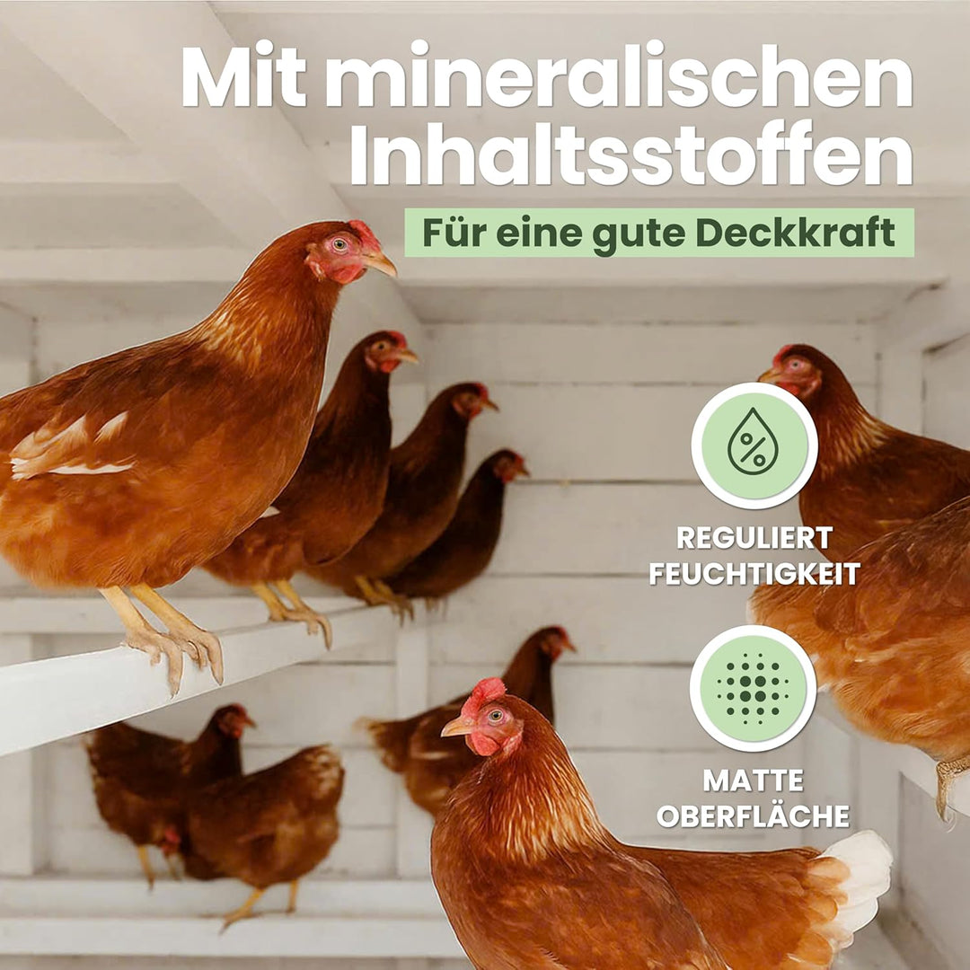 Bundle - 2 kg Eimer Einstreu für Hühner & 1,5 kg Eimer Kalkfarbe weiss - Gemahlene Mineralien zur Ve